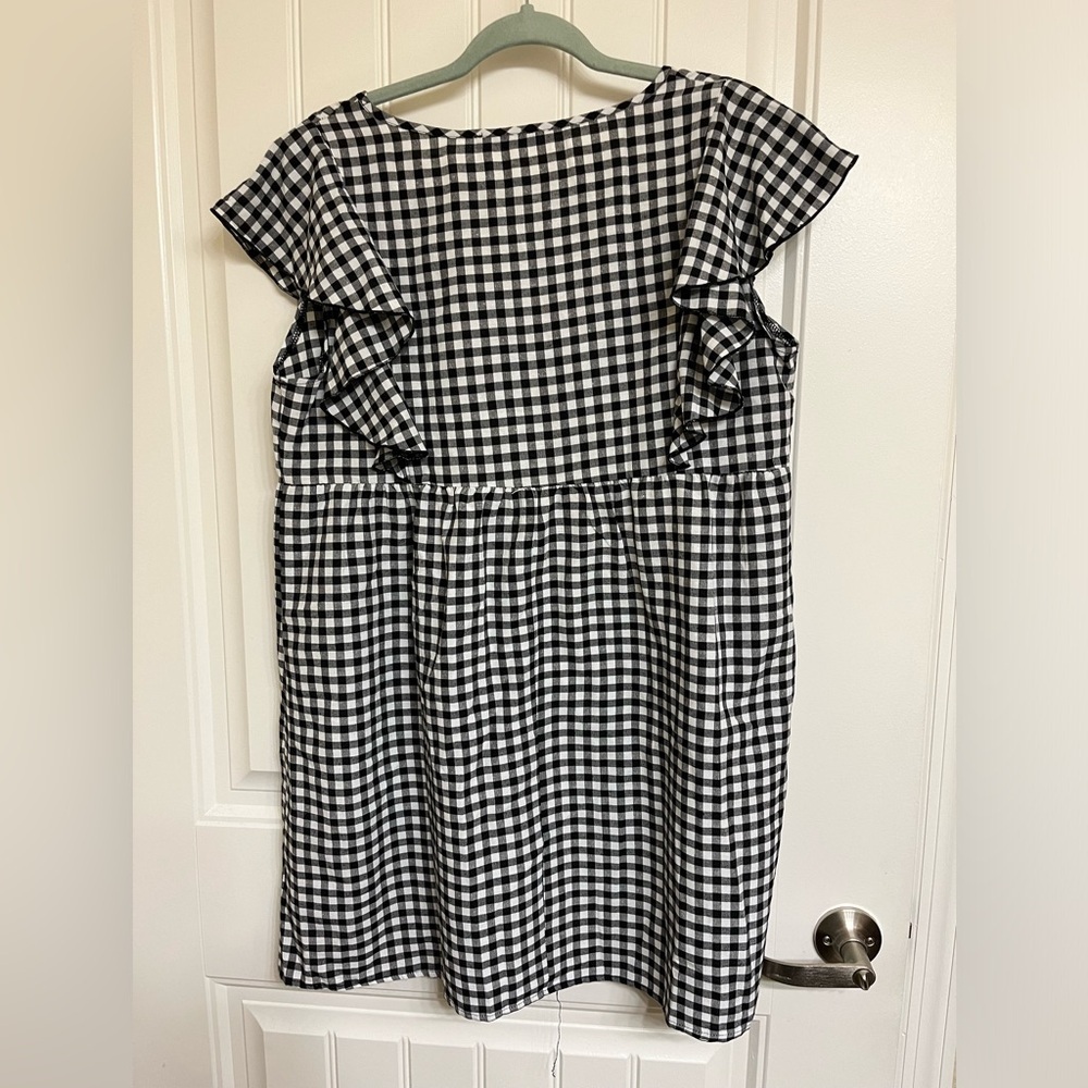 SHEIN Maternity Gingham Print Ruffle Trim Smock Dress